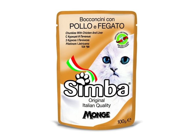 Simba konservuotas pašaras katėms su vištiena ir kepenėlėmis 12x100g
