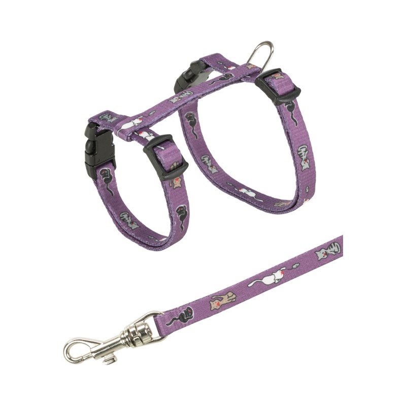 TRIXIE Junior Kačiukų petnešos su pavadėliu Kitty Cat motif 21-33 cm-8 mm 1.20 m