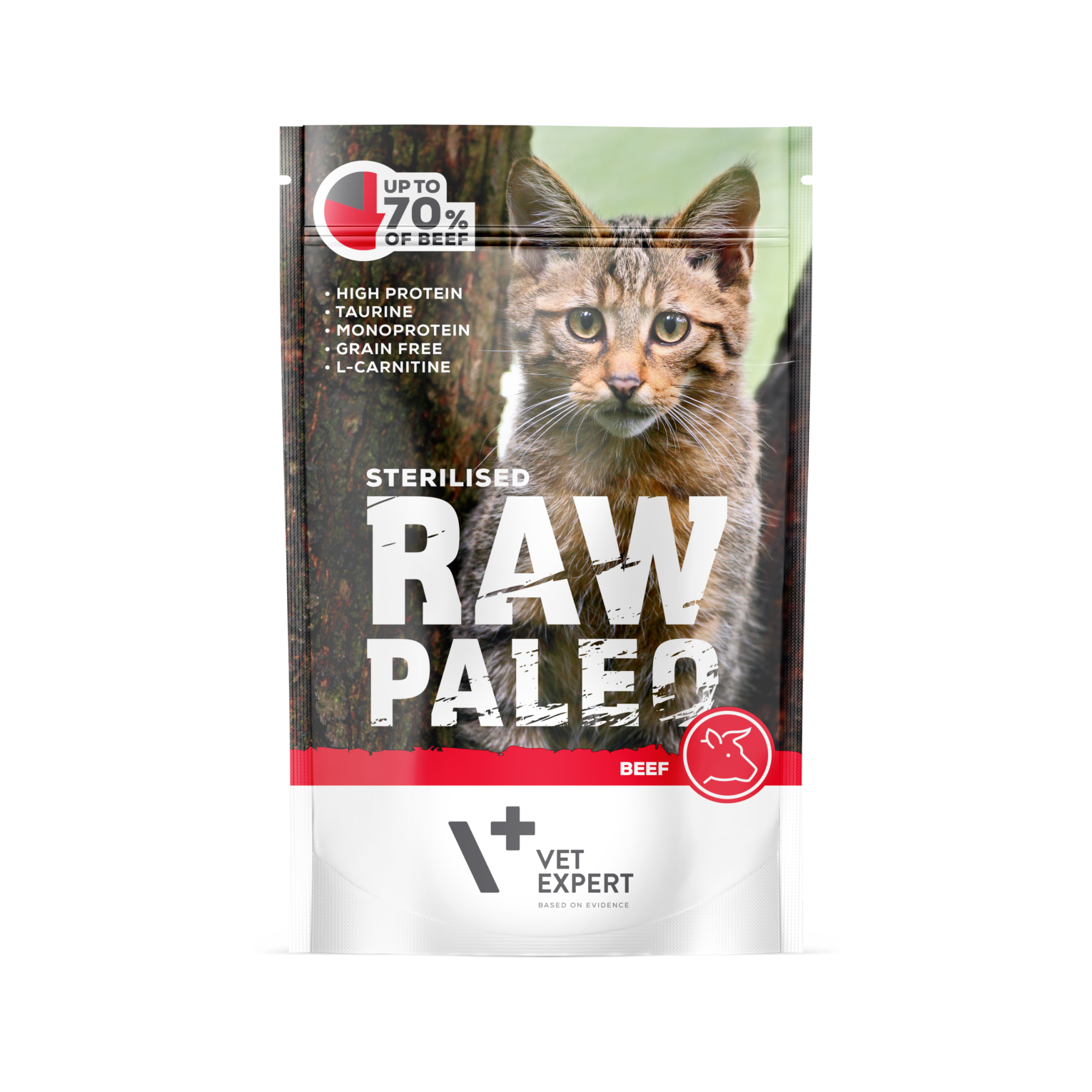 Raw Paleo Sterilized Cat guliašas sterilizuotom katėms su jautiena 12x100g