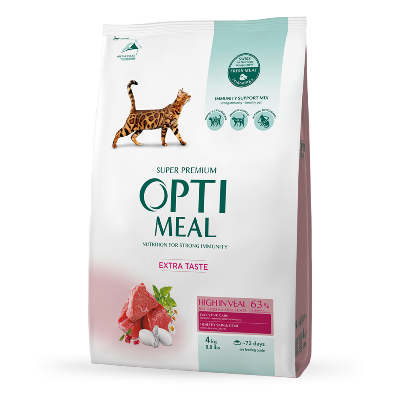 OPTIMEAL Visavertis sausas ėdalas suaugusioms katėms su dideliu veršienos kiekiu 1.5 kg
