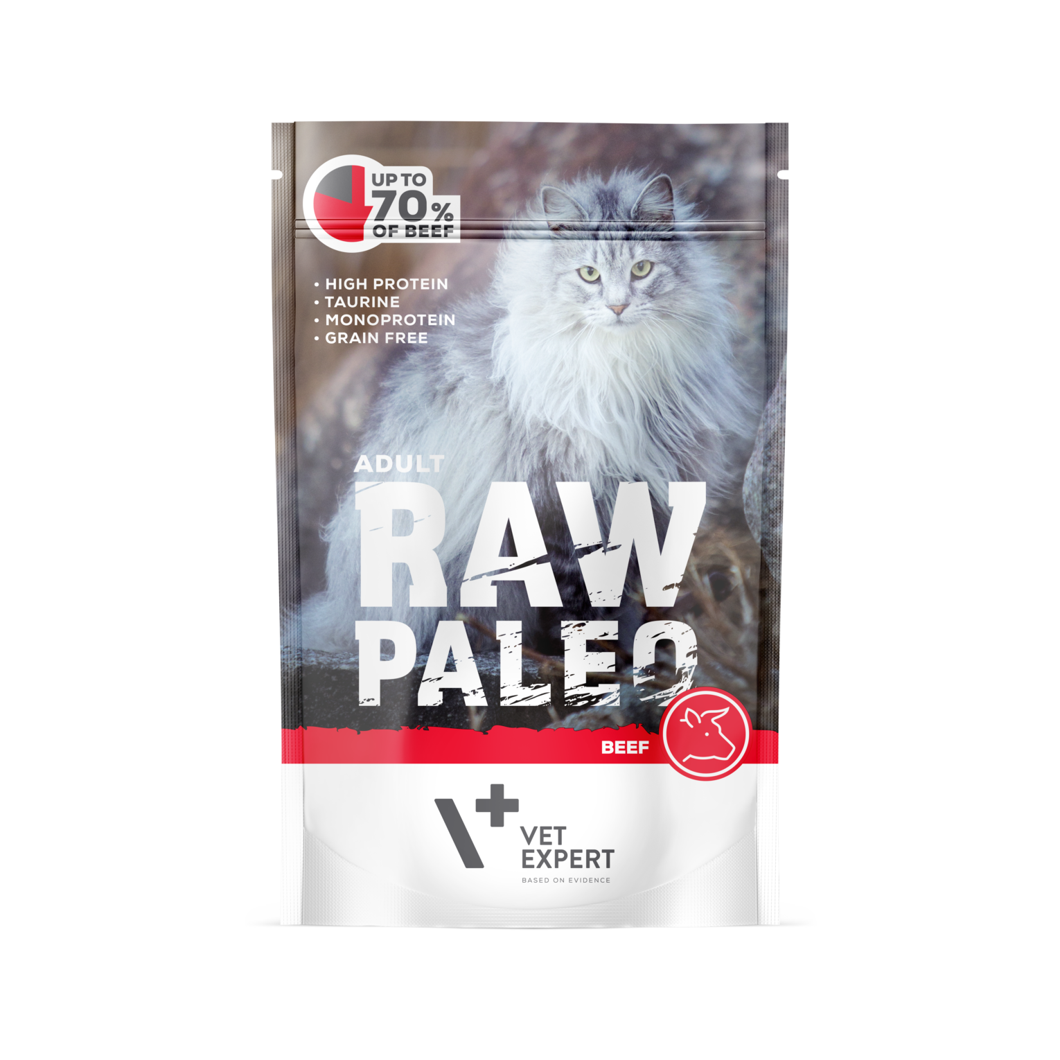 Raw Paleo adult cat - Beef pouch konservai 12x100g