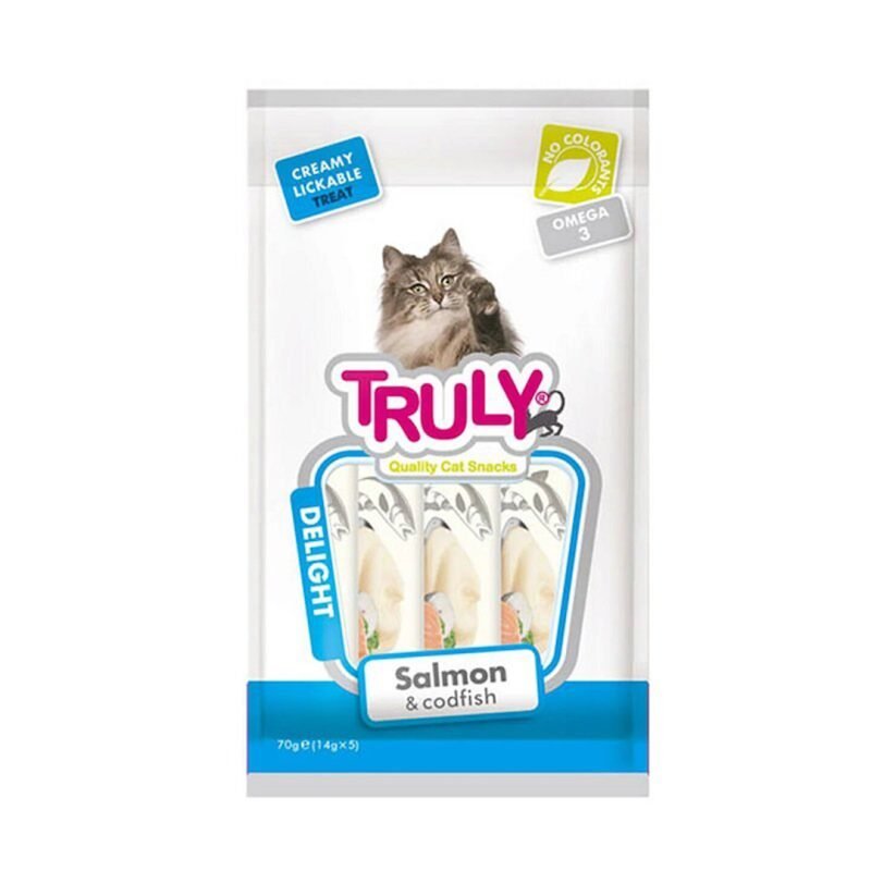 Truly Creamy Treat skanėstai katėms su lašiša ir menke 9x70 g
