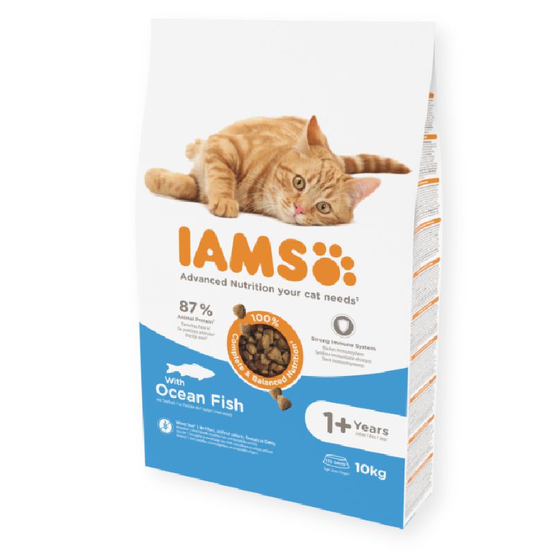 Iams Adult Cat Ocean Fish sausas pašaras suaugusioms katėms, vandenyno žuvis; 10kg