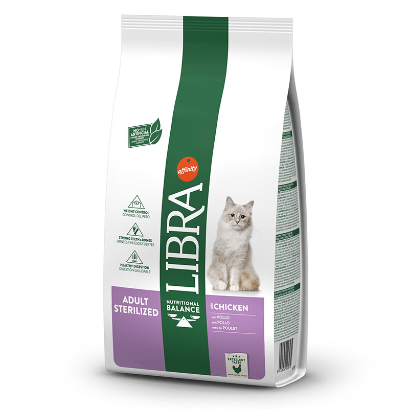 Libra Cat Sterilized Chicken sausas pašaras suaugusioms sterilizuotoms katėms, vištiena; 10kg