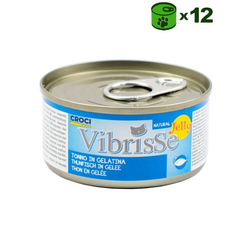 Vibrisse Tonno al Naturale Jelly konservuotas pašaras katėms, tunas drebučiuose; 12x70g