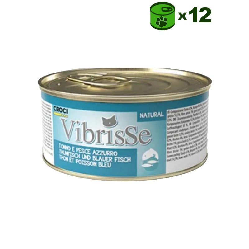 Vibrisse Tonno e Pesce Azzurro konservuotas pašaras katėms, tunas, melsvažuvis; 12x70g