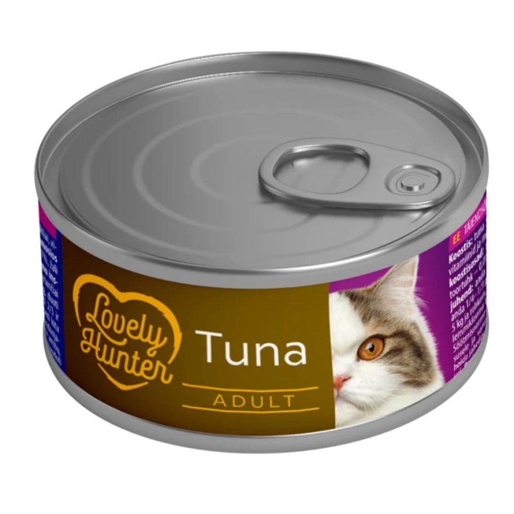 LOVELY HUNTER Tuna suaugusių kačių konservai pašaras su tunu 85g