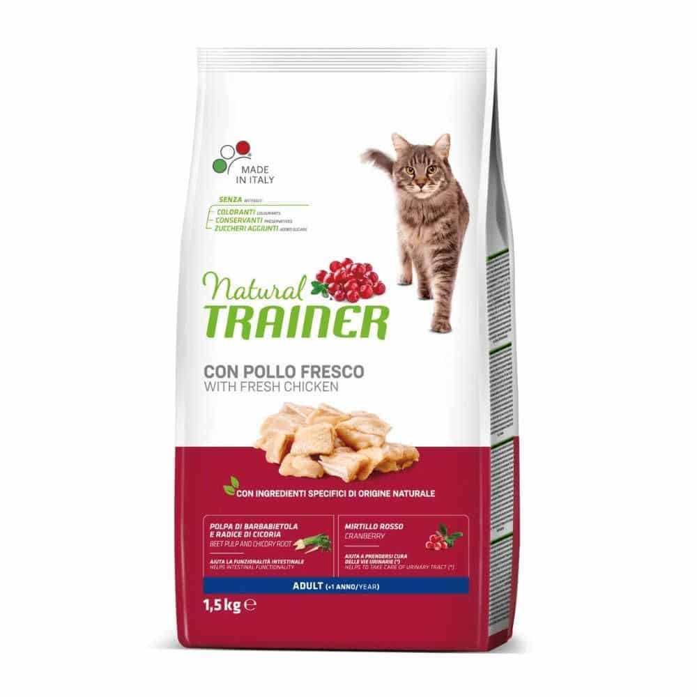 TRAINER NATURAL CAT ADULT CHICKEN sausas maistas katėms su vištiena - Produkto Svoris 1.5kg