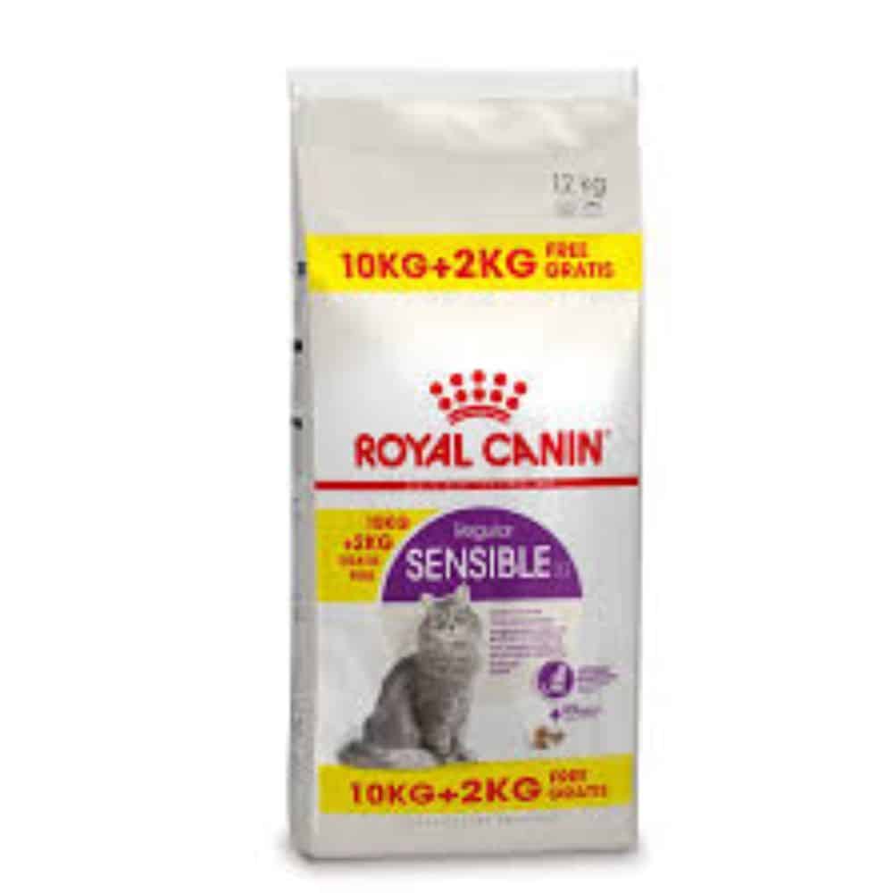 Royal Canin Sensible sausas maistas katėms jautriu skrandžiu 10kg + 2kg nemokamai