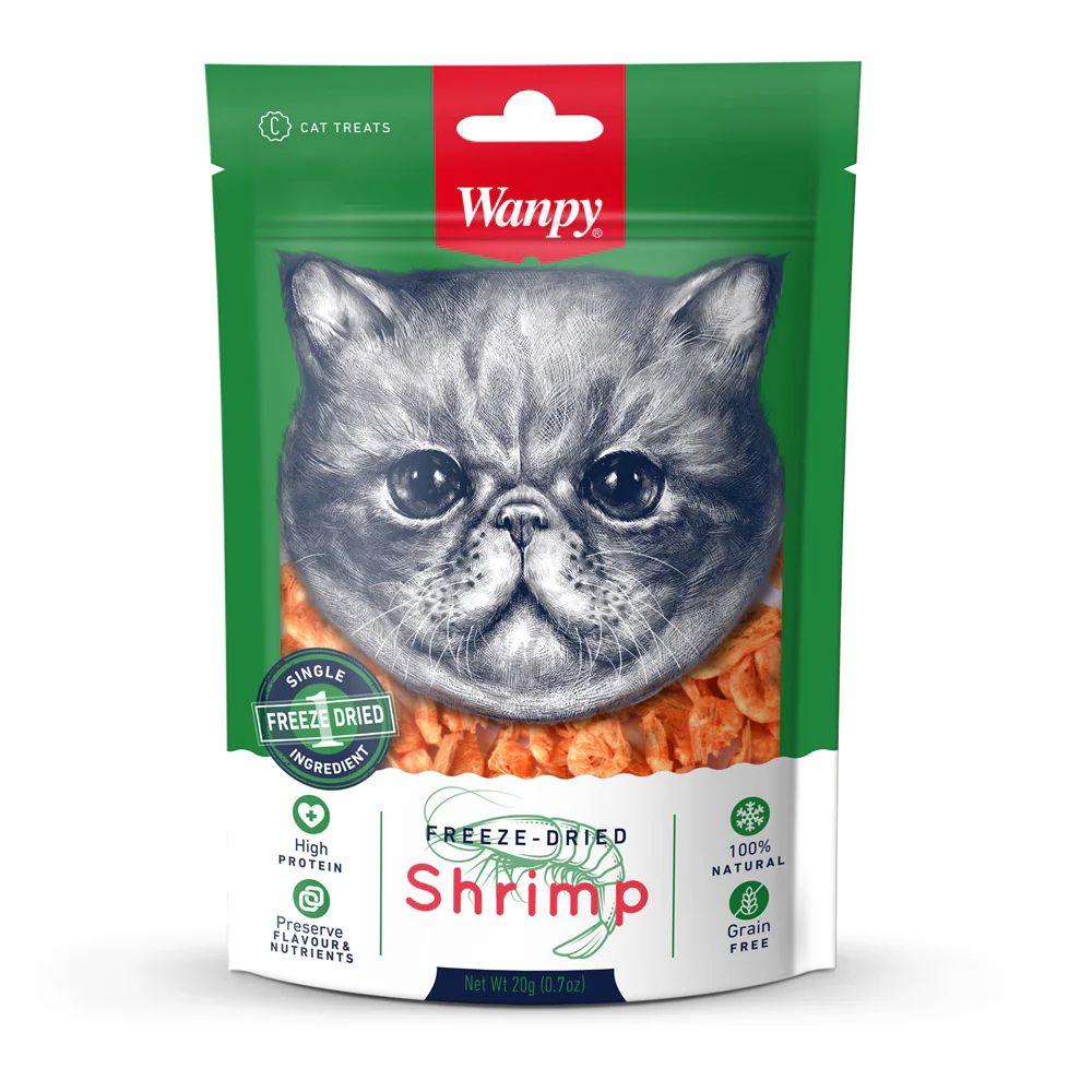 Wanpy Freeze-Dried Shrimp liofilizuotos krevėtės skanėstas katėms, 20g