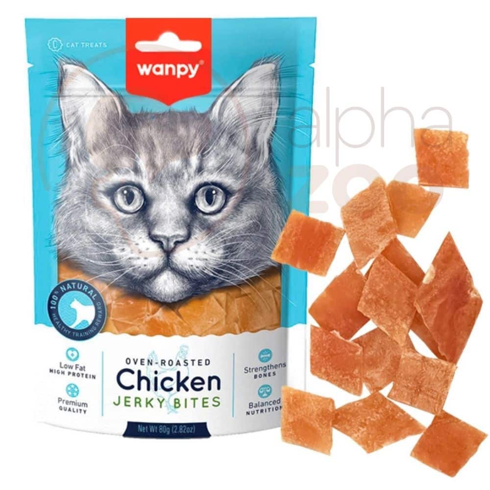 Wanpy Chicken Jerky Bites skanėstas katėms vištienos mėsos gabaliukai, 80g