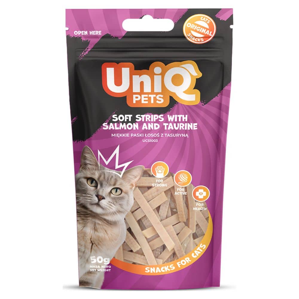 UNIQ PETS soft strips with salmon and taurine 50g skanėstas katėms su lašiša ir taurinu