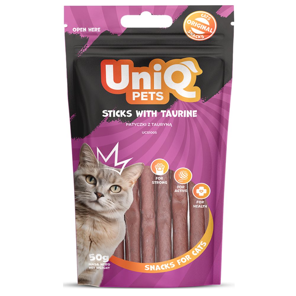 UNIQ PETS sticks with taurine 50g skanėstas katėms su taurinu ir antiena