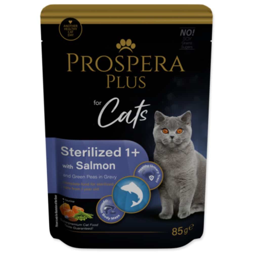 Prospera Plus Cat Sterilised 1+ Salmon konservai sterilizuotoms katėms su lašiša nuo 1 metų, 85g