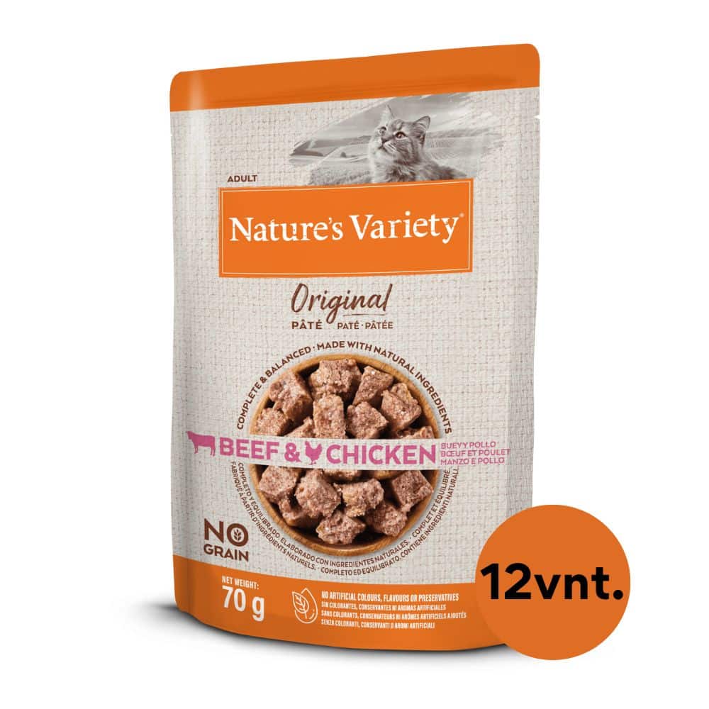 Nature's Variety Wet Original Cat (jautiena, vištiena) konservai katėms 70g*12vnt.