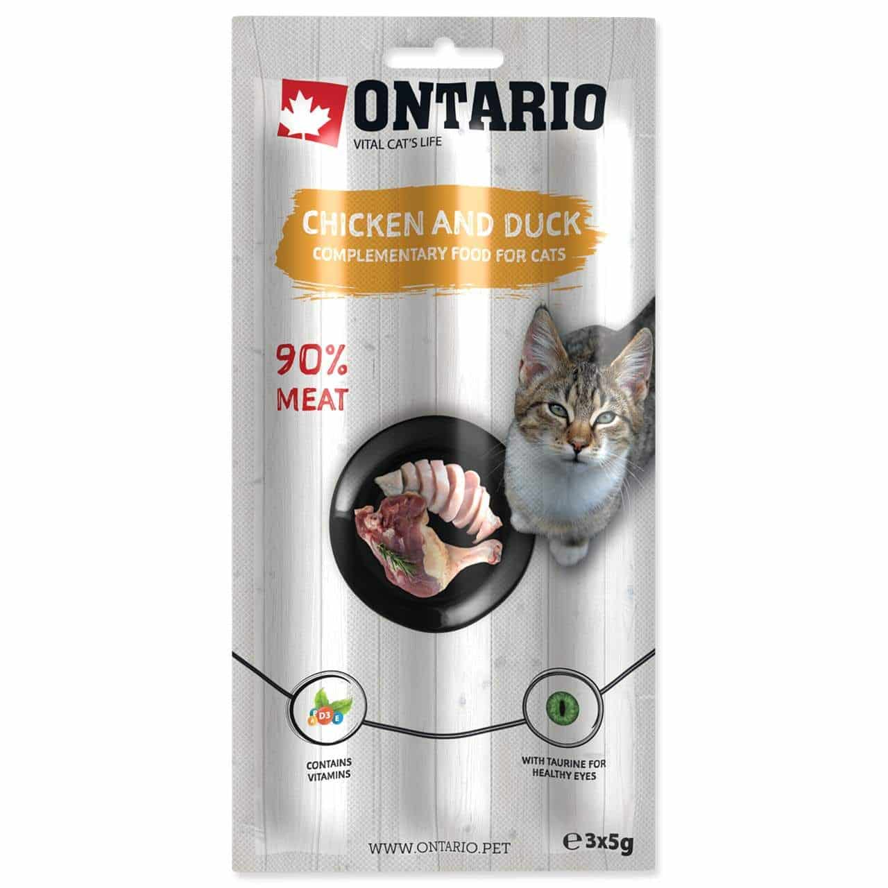 ONTARIO STICK FOR CATS CHICKEN & DUCK 15G Skanėstas katėms