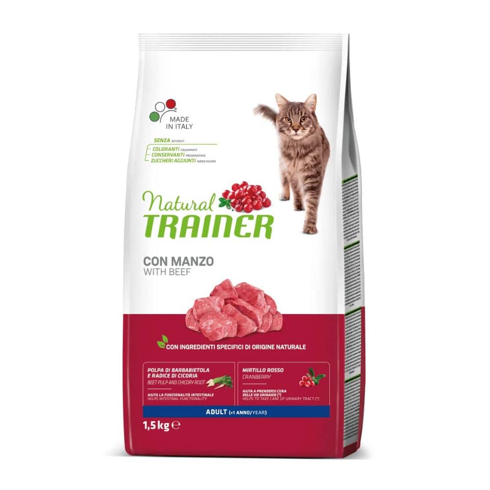 TRAINER NATURAL CAT ADULT BEEF sausas maistas katėms su jautiena 1.5kg