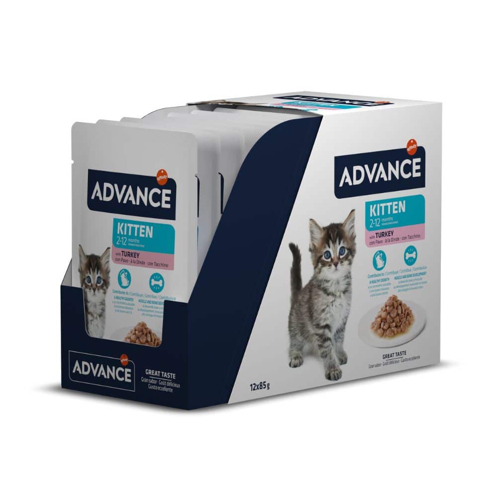 Advance Wet Kitten Turkey Flow konservai katėms 12*85g