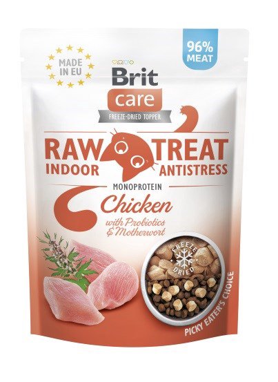 BRIT Care Raw Treat Indoor&Antistress Chicken  - skanėstas katėms - 40g