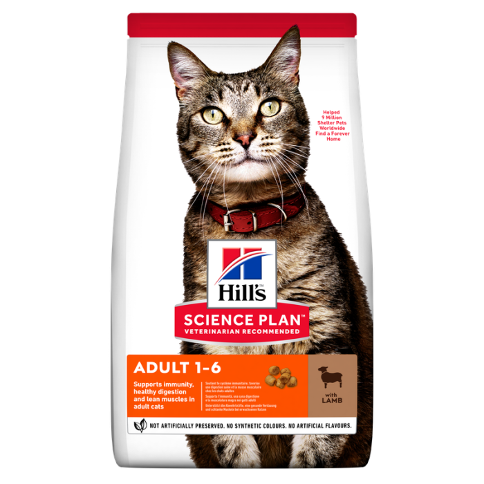 Hill's Science Plan Feline Adult Lamb sausas maistas katėms, sukurtas palaikyti optimalią fizinę būklę, 3 kg