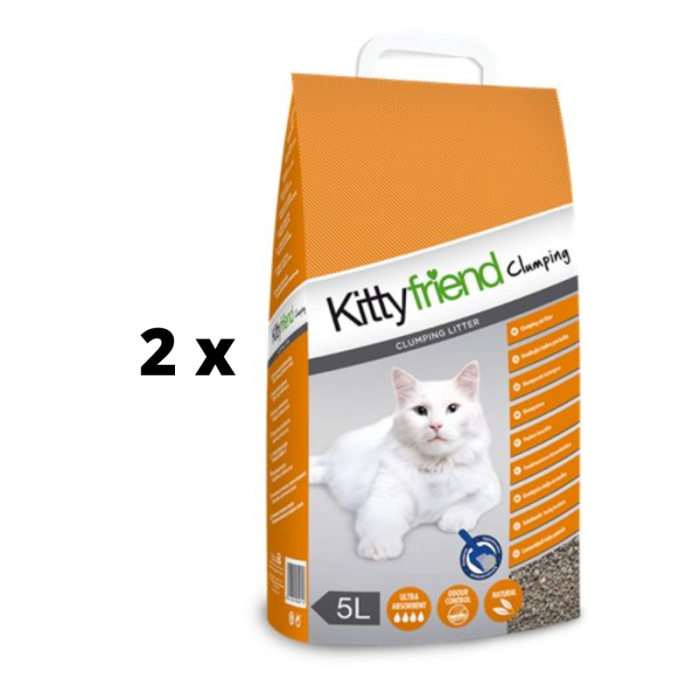 Kraikas katėms KITTYFRIEND, Clumping, sušokantis, 5 L. x 2 vnt. pakuotė