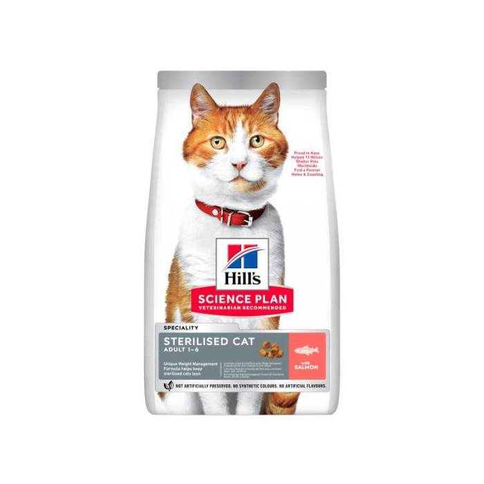 Hill's Science Plan Sterilised Cat Adult Salmon sausas maistas sterilizuotoms katėms, 10 kg