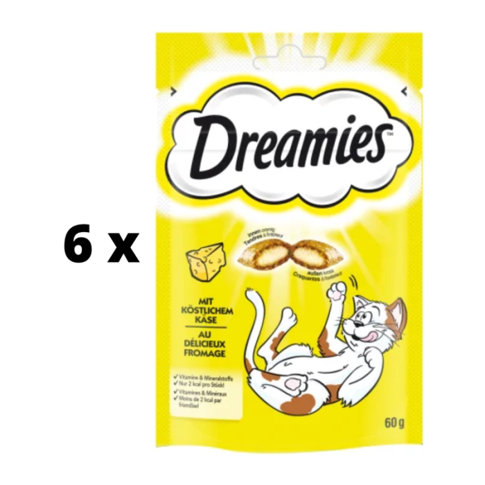 Skanėstai katėms DREAMIES, su sūriu, 60 g x 6 vnt. pakuotė