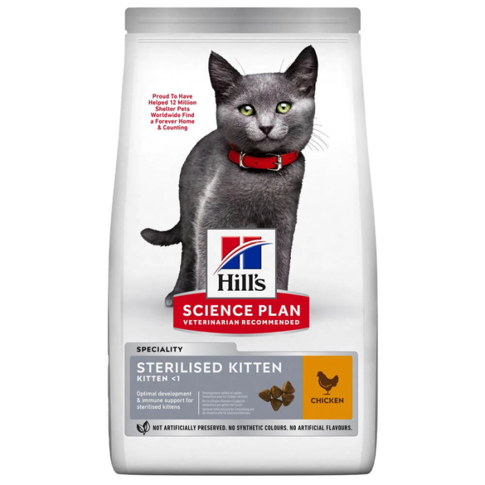 Hill's Science Plan Feline Sterilised Kitten Chicken sausas maistas sterilizuotiems kačiukams, 7 kg