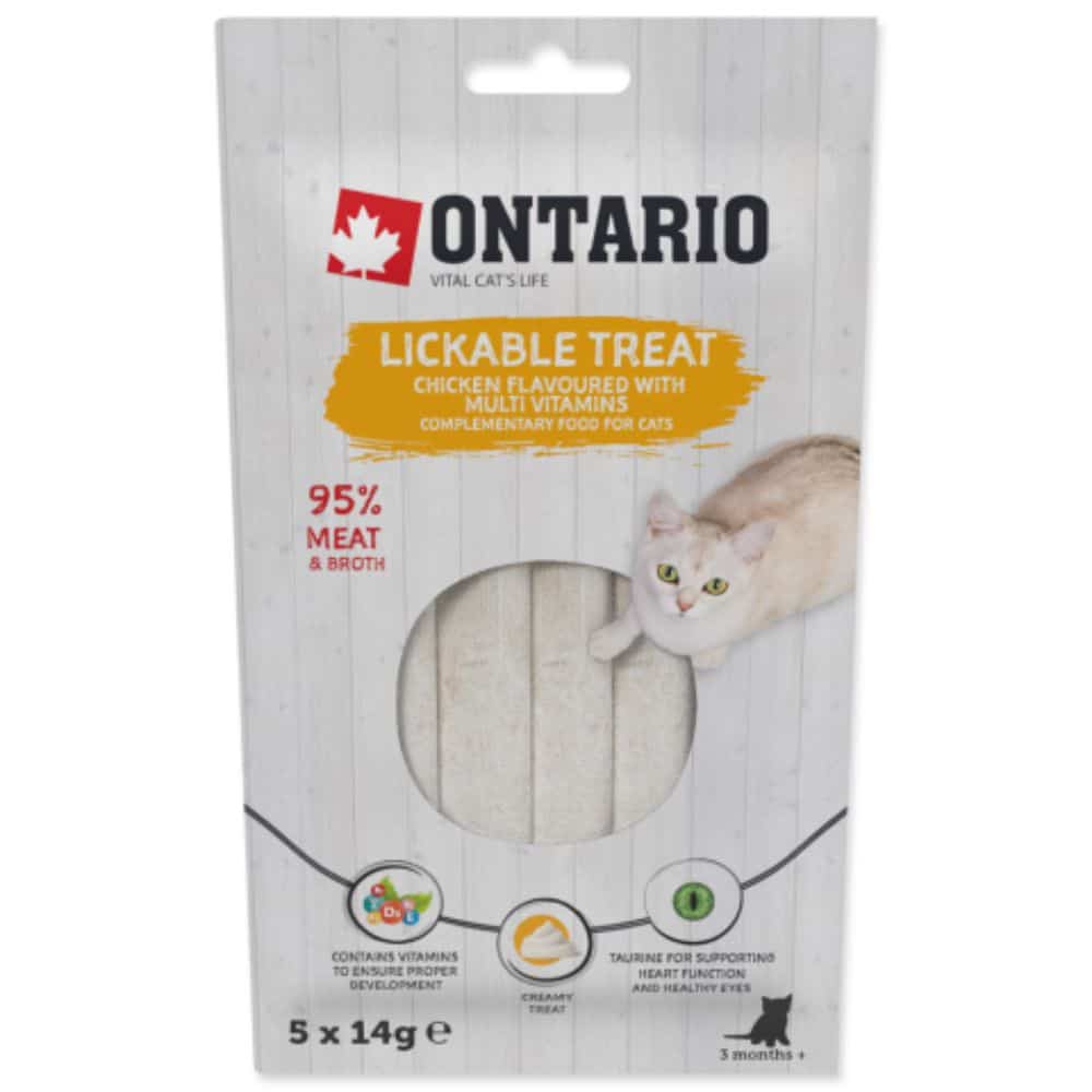 ONTARIO Lickable treat Chicken + Multivitamin 5x14g laižomas skanėstas katėms