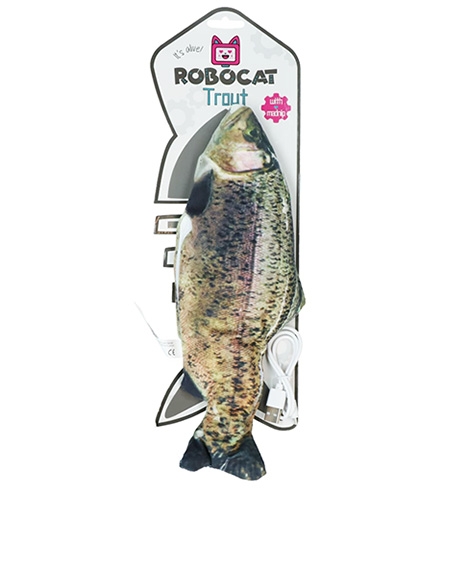 Robocat Trout judanti žuvis žaislas katėms, 30 cm