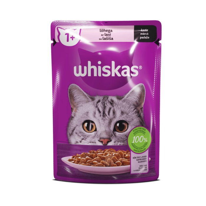 Whiskas drėgnas maistas suaugusioms katėms su lašiša, 85 g