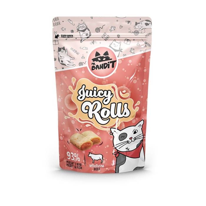 Mr. Bandit Juicy Rolls skanėstai katėms su jautiena, 40 g