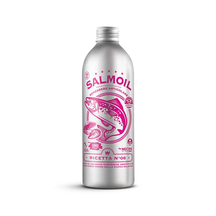 Salmoil Ricetta 6 lašišų aliejus šunims ir katėms, skirtas sveikiems sąnariams palaikyti, 250 ml