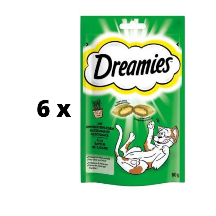 Skanėstas katėms DREAMIES, katžolės skonio, 60 g x 6 vnt. pakuotė