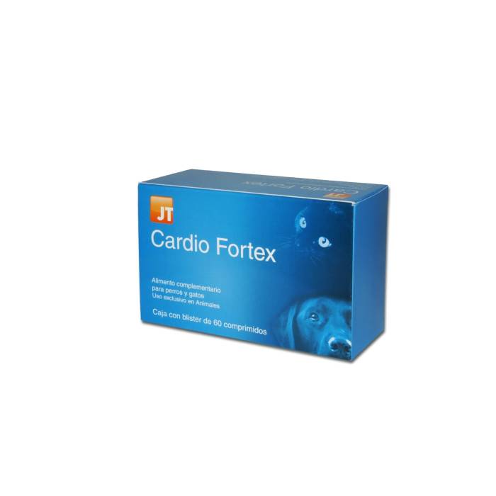 JT Pharma Cardio Fortex papildai šunims ir katėms, skirti širdies funkcijai palaikyti, 60 tablečių