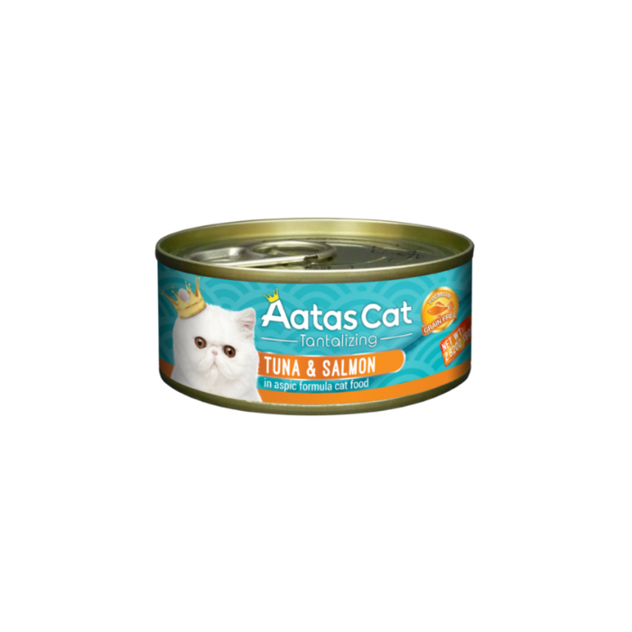 Aatas Cat Tantalizing Tuna-Salmon begrūdis, drėgnas maistas katėms, 80 g