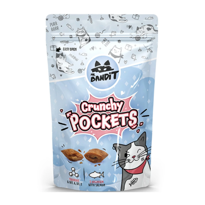 Mr. Bandit Crunchy Pockets skanėstai katėms su lašiša, 40 g