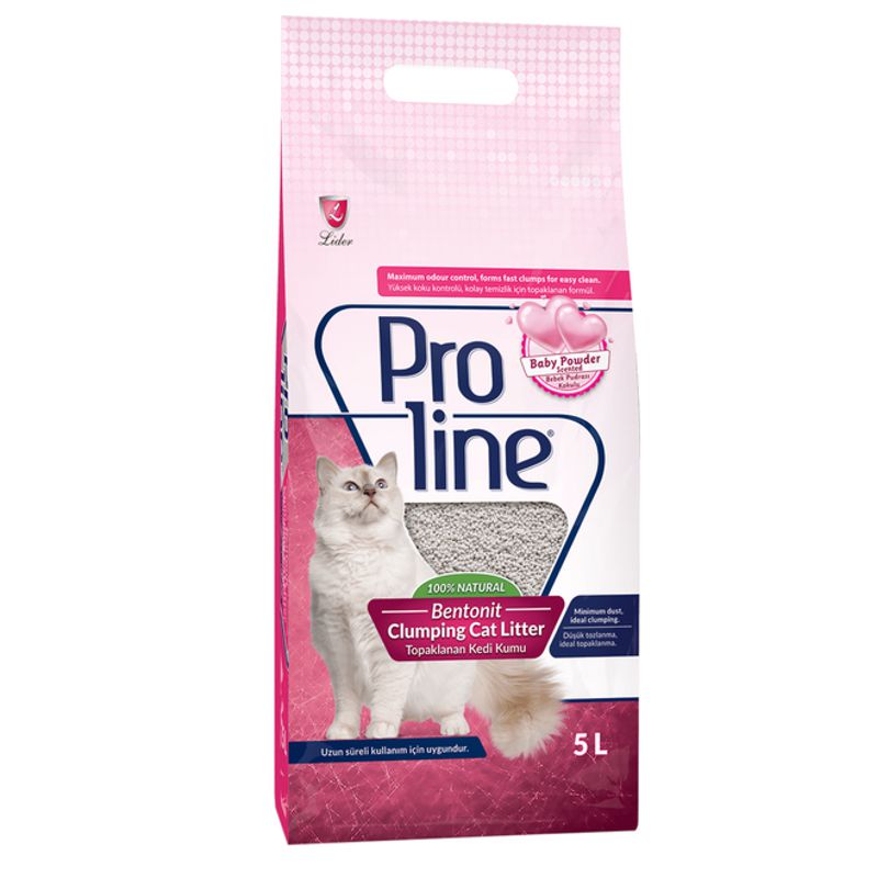 Proline Baby Powder kraikas katėms, sušokantis, kūdikių miltelių aromato; 5l, 10l