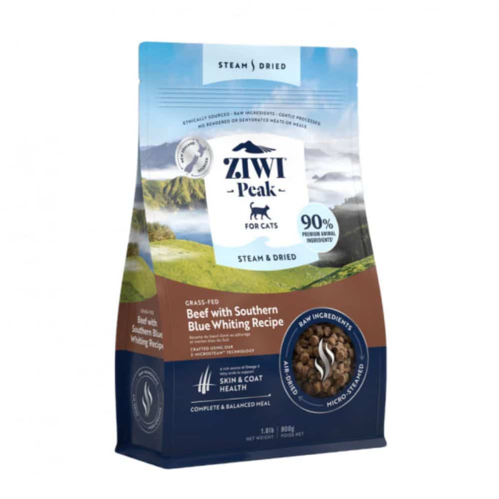 Ziwi Peak Steam&Dried Cat Beef with Southern Blue Whiting sausas maistas katėms 800g