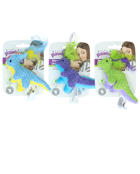 Pawise Dinosaur pliušinis žaislas katėms su katžole, 1 vnt