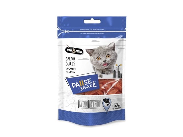 Hau&Miau skanėstai katėms lašišos gabalėliai 60g