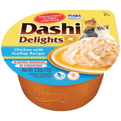 INABA Dashi Delights Chicken with scallop in broth - skanėstas katėms - 70g