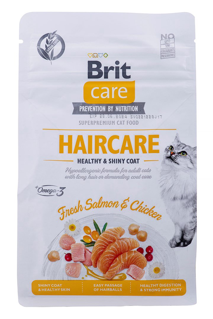 BRIT Care Grain Free Haircare Healthy & Shiny Coat - sausas kačių maistas - 400 g