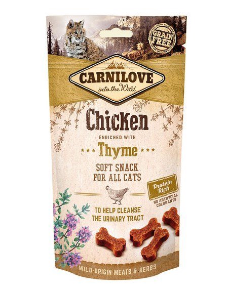 CARNILOVE Semi-Moist Snack Chicken & Thyme - Kačių skanėstas su vištiena ir čiobreliais - 50 g