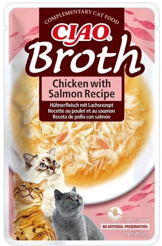 INABA Ciao Broth Chicken & Salmon - skanėstas katėms - 12x40g