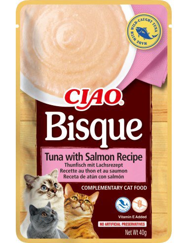 INABA Ciao Bisque Tuna with Salmon - skanėstas katėms - 12 x 40g