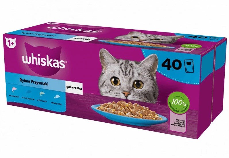 drėgnas kačių ėdalas WHISKAS Fish Favourites in jelly-40x85g
