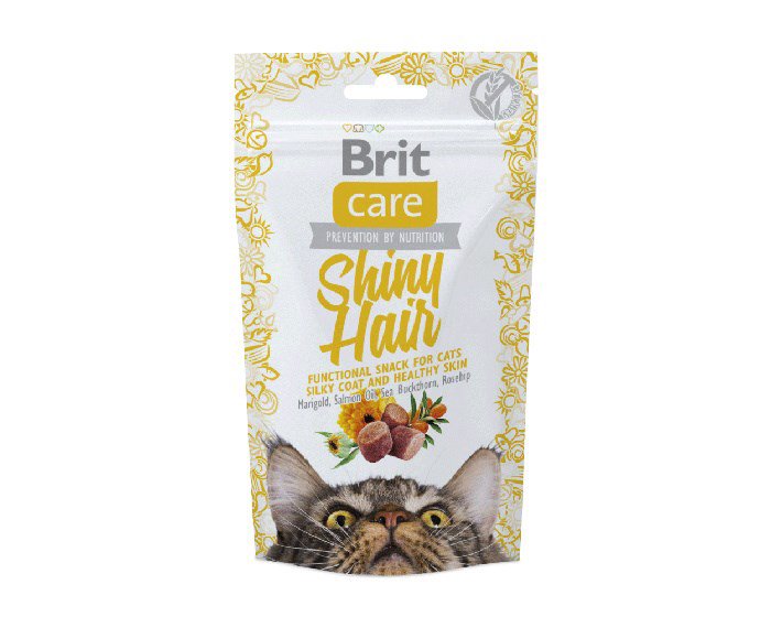 Brit Care Cat Snack SHINY Hair - skanėstas katėms - 50 g