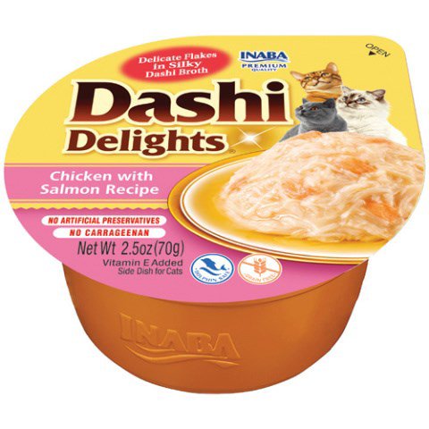 INABA Dashi Delights Chicken with salmon in broth - skanėstas katėms - 70g