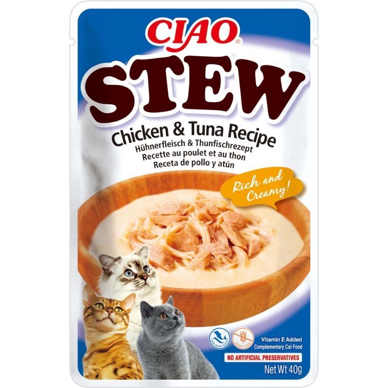 INABA Ciao Stew Chicken & Tuna - skanėstas katėms - 12x40g